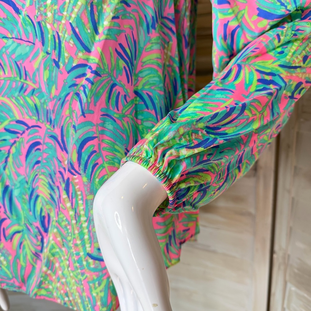 Lilly Pulitzer Adira silk off the shoulder top Small Pink Sunset Coco Breeze - Picture 6 of 10